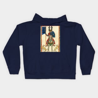 KNIGHT OF FISHES HORSEBACK, MEDIEVAL MINIATURE WITH WILD ROSES Kids Hoodie